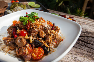 Nam ngiao 
Cooking with organic plants grown in the backyard is fresh, clean and safe.