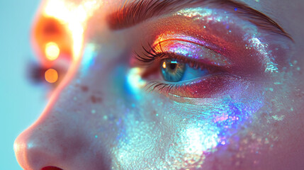 A mesmerizing metallic makeup look with reflections that capture every gleam of light.