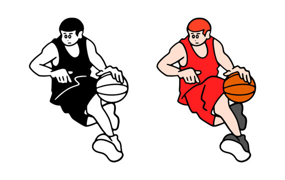 バスケットをする男性のイラスト素材