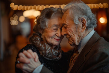 Obraz premium An elderly couple dancing in their living room, their movements graceful and filled with years of lo