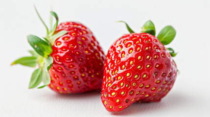 Red strawberry on a white