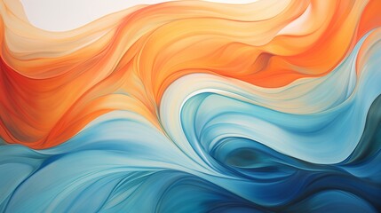 Fototapeta na wymiar Vibrant blue and orange waves intertwine in a mesmerizing abstract dance.