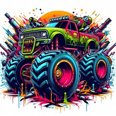 Action-packed monster truck illustration