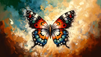 Crédence de cuisine en verre imprimé Papillons en grunge butterfly on the wall