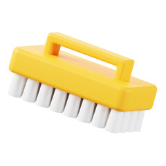 3D Icon of Yellow Cleaning Brush for Household Use