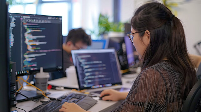 Programmers Working On Software In Office