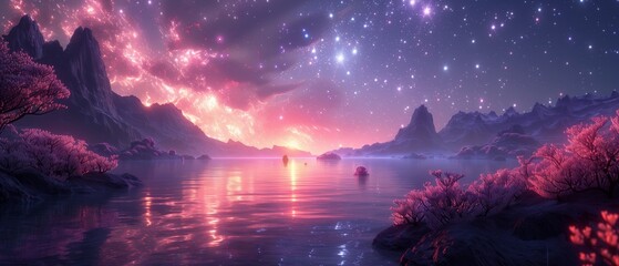 Galactic Marvels - Bioluminescent Flora and Mysterious Landscapes of a Distant World, ultrawide wallpaper
