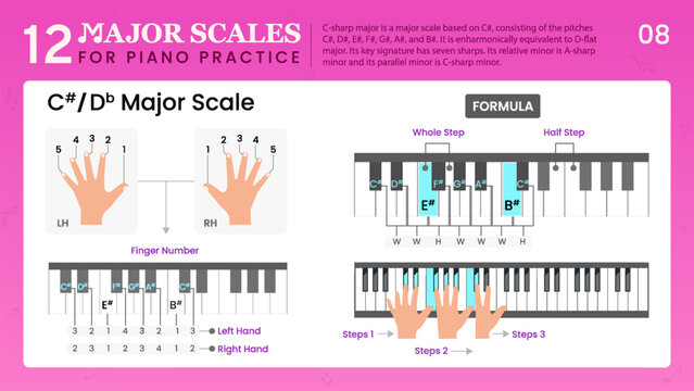 C Sharp Major Scale or D Flat Major, Visual Guide Essential Music Theory for Piano