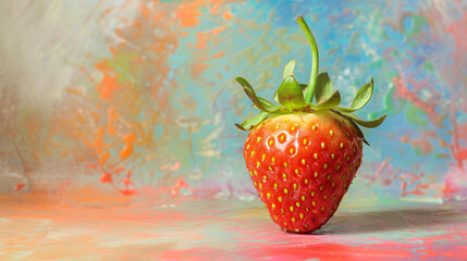 Strawberry fruit with colorful pastel background