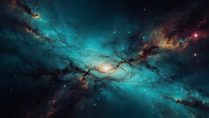 Obraz na płótnie Canvas Abstract turquoise galaxy sky, vibrant and alive.
