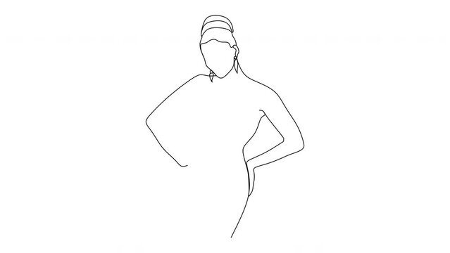 Woman silhouette linear drawing