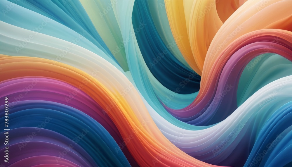 Poster smooth, flowing ribbons of color blend together in a harmonious abstract wave, suggesting fluid move