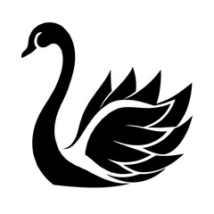 Black silhouette of a swan.vector art of a swan illustration isolated on white background