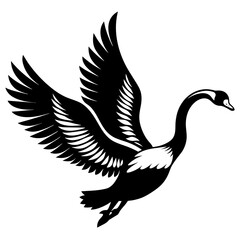 Flying Swan Silhouette art logo vector illustration isolated on white background.