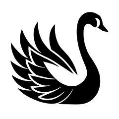 Black silhouette of a swan.vector art of a swan illustration isolated on white background