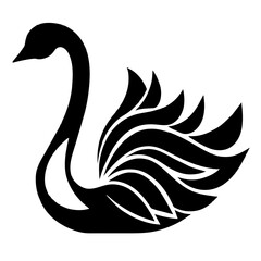 Black silhouette of a swan.vector art of a swan illustration isolated on white background