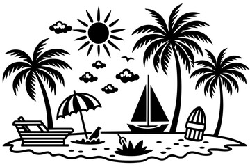 summer-vibes-hawaii-beach- sunset--t-shirt-design-vector illustration 