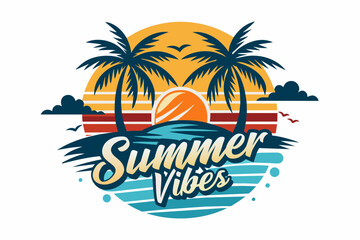 Fototapeta na wymiar summer-vibes-hawaii-beach- sunset--t-shirt-design-vector illustration 
