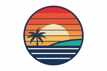 summer-vibes-hawaii-beach- sunset--t-shirt-design-vector illustration 