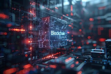 Fototapeta premium futuristic blockchain concept, internet, transactions and secure communications
