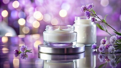 Obraz na płótnie Canvas Lavender Spa Beauty: A serene image featuring lavender oil and treatment amidst spa essentials like flowers, candles, and aromatherapy products