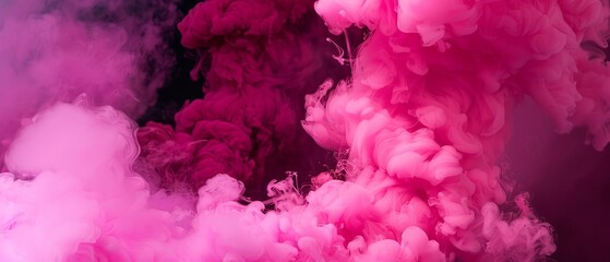 Bright fuchsia smoke explosions, fun and playful, great for party supplies or children's event promotions. 