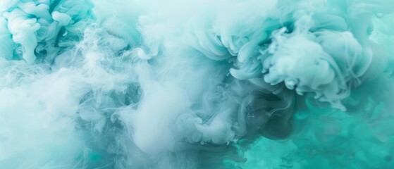 A cloud of soft turquoise smoke, refreshing and light, perfect for beauty products or spa services. 