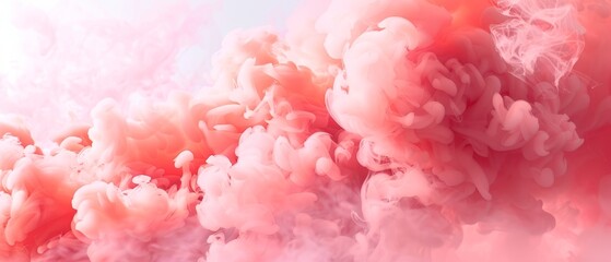Fototapeta premium A stream of coral pink smoke, trendy and fashionable, perfect for spring and summer fashion line launches. 