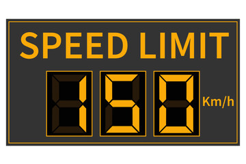 Speed limit sign 150 km/h icon vector illustration