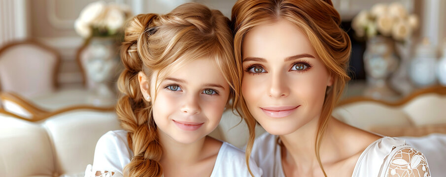 A woman and a little girl are smiling, their faces close together in a picture