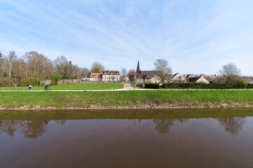 The canal of Orleans in Combleux village	
