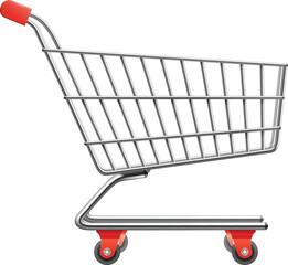 3D shopping cart isolated on white background in 3d realistic style. Shopping online, ecommerce, shopping basket. UI icon of empty shopping cart. Vector illustration. © Lotus Design Lab