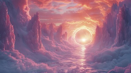 Explore ethereal gateways bathed in serene hues, revealing hidden realms beyond the mundane in Psychedelic Pastel Portals.