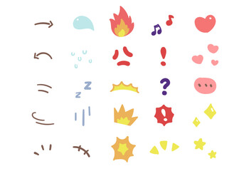 Obraz premium Vector set of hand-drawn cartoony expression sign doodle.