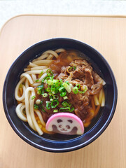 Japanese ramen noodles with meat. Fast food for children in Japan. Japanese food. 
