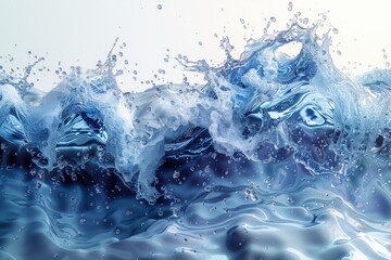 High-resolution capture of dynamic blue waves and water splashes, embodying fluidity and motion