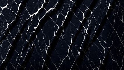 Background made of crumpled fabric with black marble texture. Marble texture. Textile