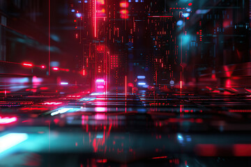 horizontal illustration of an abstract futuristic technology background concept, with led lights and connections