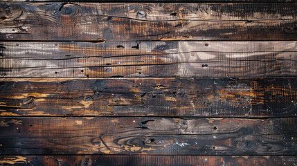 close up horizontal image of textured dark wooden fence background - obrazy, fototapety, plakaty