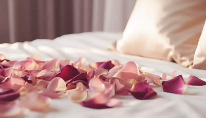 Rose petals in bed romance and fresh conditioner