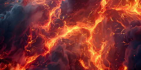 Fototapeta na wymiar Intense flames peak through of fire's destructive power - Ai Generated