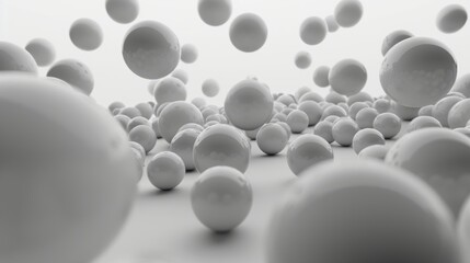 Monochromatic spheres hovering silently   AI generated illustration