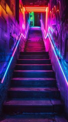 Neon pathways leading to hidden discoveries   AI generated illustration