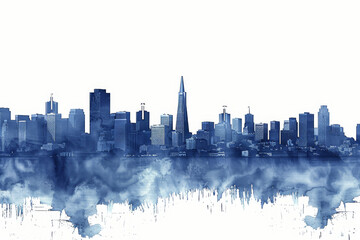 Obraz premium Panorama San Francisco z akwarelową teksturą, idealna do nowoczesnego designu i wystroju
