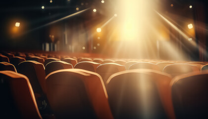 Spotlight in the cinema with comfortable seating - obrazy, fototapety, plakaty