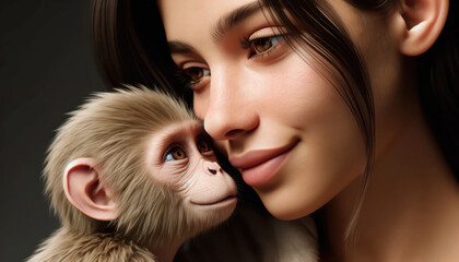 young woman in love with a young ape