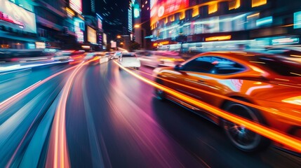 Racing cars zooming past in a vibrant scene  AI generated illustration