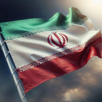3D rendered Iran flag, isolated on a clean background. High-quality, realistic depiction perfect for various uses, Generated by AI.