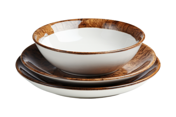Melamine Dishes on transparent background.