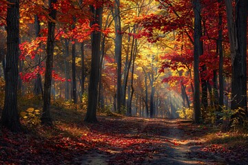 Obraz premium Autumn season showcasing the changing colors of leaves